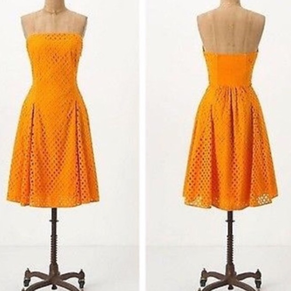 Anthropologie Maeve Eyelet Strapless Dress